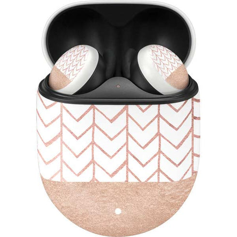 Rose Gold Herringbone Google Pixel Buds Skin